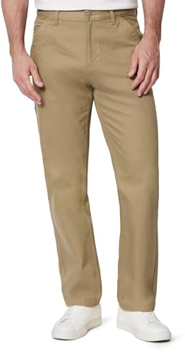 Amazon Essentials Jeans da lavoro rigidi da uomo con vestibilità comoda Uomo, Marrone Cenere, 34W