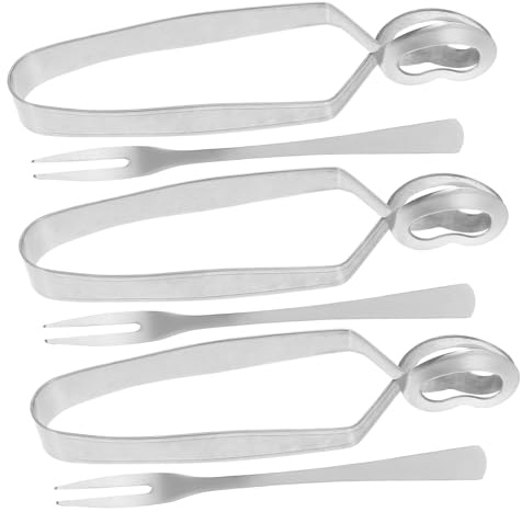 Hemobllo 3 juegos Pinzas Caracoles Acero Inoxidable Antiescaldad Juego Clips Tenedores Ergonomía Cómoda para Cocina y Restaurante