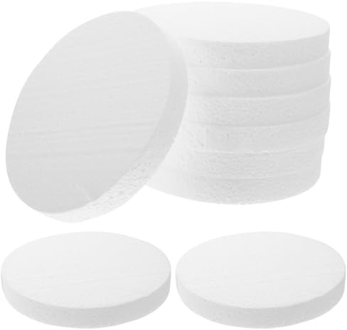 TOKIDNY 16 Pezzi Disco in Schiuma Rotondo per Decorazioni Torte Vassoio Bianco Rigido e Leggero Spessore per DIY e Artigianato Creativo