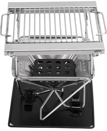 Asixxsix Griglia per Barbecue Pieghevole, Griglia a Carbone Portatile in Acciaio Inossidabile 304 con Regolazione in Altezza su 3 Livelli,per Feste di Picnic in Campeggio All'aperto