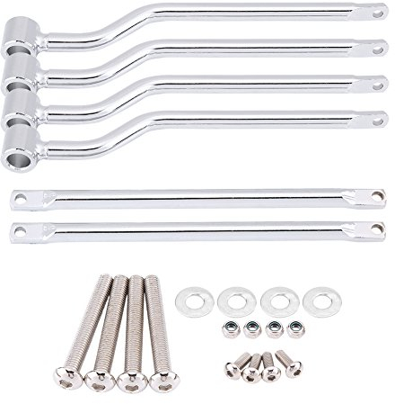 soporte alforjas moto-Hlyjoon Silver Motorcycle Saddlebag Soporte Barras Soportes Acero inoxidable Moto Saddle Bag Soporte Soporte de montaje lateral Universal