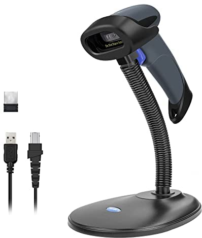 NETUM Wireless 2D QR Barcode Scanner mit Ständer, 3 in 1 Bluetooth & 2,4GHz Wireless&USB Wired Automatischer Barcode Imager Reader Handheld Scanner Kompatibel für Laptops, Computer, Kassierer, POS