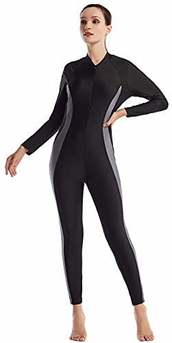WOWDECOR Costume da bagno intero modesto per donne e ragazze, copertura completa Burkini, Nero , L