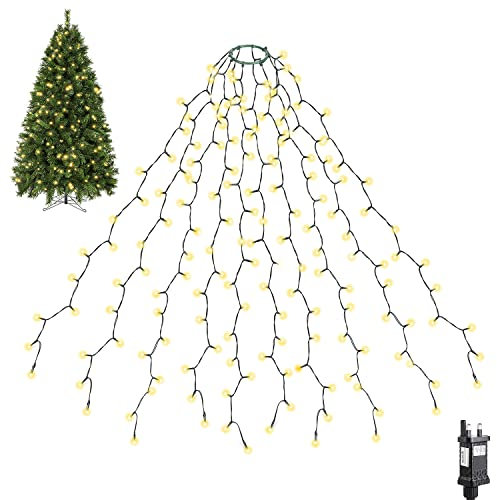 SALCAR Christmas Tree Lights, 2m x 8 Strands 280 LED Fairy Lights for 6-8ft Christmas Tree, Easy to Install, Indoor & Outdoor Decoration, 8 Modes, Warm White (Warm White, 2m) (Warm White, 3m)
