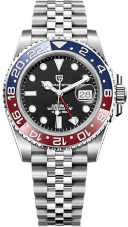 Pagani Design GMT Montre Automatique Homme 40 mm Verre Saphir Acier Inoxydable 100 Résistance à l'eau Montre Analogique Montre Mécanique Homme Cadeau Montre pour Homme