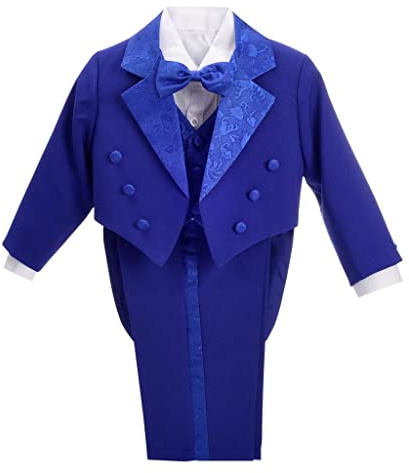Lito Angels Bebisar Pojkar Smoking Bröllopskostym & Blazers, Pageboy Formell Outfit 5 Stycken Set med Väst, Ålder 12-18 månader, Kungsblå