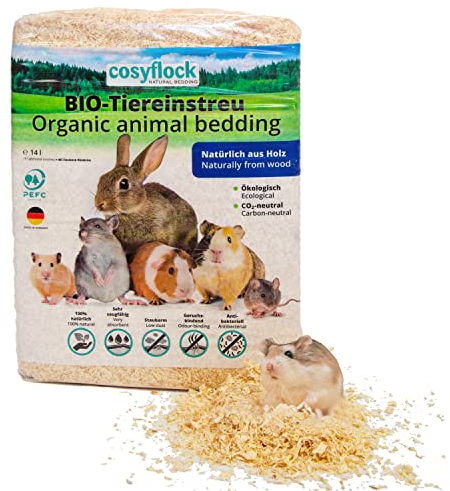 COSYPET Tiereinstreuflocken für Kaninchen, Hamster, Nager und Vögel [100% Bio + natürlich] - stark saugfähig + geruchsbindend - Holzstreu (Flocken, 3,2 kg)