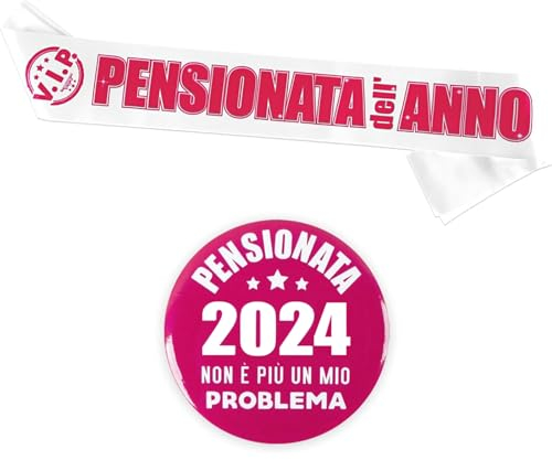 Fascia Pensionata dell'Anno Donna Spilla Pensione Gadget Rosa Decorazione Addobbi Regali Festa di Pensione Party Donna