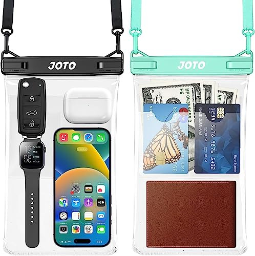 JOTO Stor vattentät telefonpåse, IPX8, stor torrväska, undervattens-telefon med snodd för iPhone 17 Air 16 15 14 13 Pro Max, Galaxy S24 Ultra S23 S22, vattentät plånbok för stranden – 2-pack