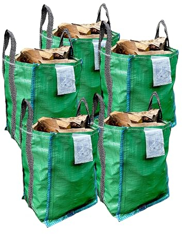 A&A SUPPLIES UK - STRONG Garden Waste Bags - 120 Litre - Heavy Duty Reusable Green Waste Sacks with Handles - Industrial Premium Fabric - Bottom Tip Handle (5 Sacks)