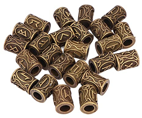 24 STÜCKE Bartperlen, Afrikanische Perlen für Haarperlen für Männer und Frauen, Armbänder, Anhänger, Halskette, DIY für Haargeflechte, Wikinger-Perlen-Kits