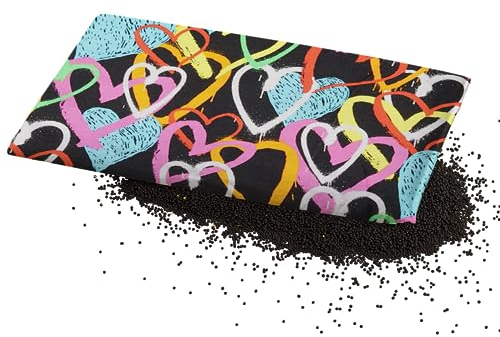 Aminata Balance Komfortables Rapskissen mit Rapssamenfüllung - 24x18 cm - Ideal für Schulter, Nacken & Rücken - Handgefertigt in Deutschland - Wärmekissen mit bunten Herzen - Schwarz
