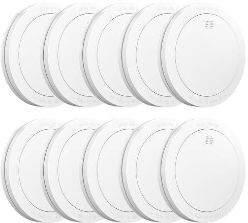 CPVAN Rauchmelder Vernetzt 10 Jahre Batterie mit Magnethalterung, EN14604 Geprüft Funk Feuermelder | Ohne Bohren, Europäischen Norm 85dB Rauchwarnmelder, 10er Set