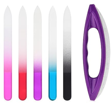KADS 5 limas de cristal para uñas y gamuza para limar, dar forma, pulir uñas