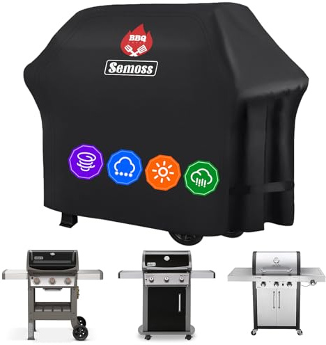 Semoss Housse Barbecue,Bache Barbecue Exterieur 147cm,Couverture de Gril Très Résistant,Anti-Vent UV Housse Protection Impermeable pour Weber Genesis E-330,310,S-310 330,335,S-340,Genesis II Serie