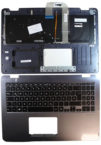 Power4Laptops Tysk med svart topcase svart ersättning laptop tangentbord kompatibel med Asus VivoBook Flip TP510UA