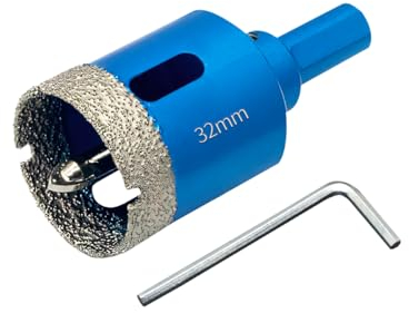 Teronbeta Broca Diamante 32mm con Guía de Centrado, Profesional Sierra Perforadoras de Diamante para Azulejos, Porcelana, Vidrio, Mármol y Cerámica