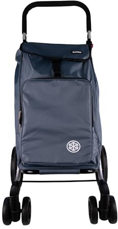 Cofan Carro de Compra Plegable con 6 Ruedas | Material: Aluminio | Bolsa de 53 litros | Bolsillo para congelados | Naranja y Negro/Gris (Gris, 53 litros)
