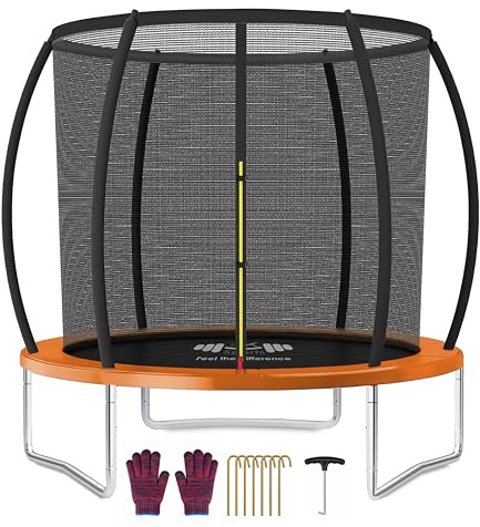 FK Sports Outdoor Trampolines 6FT/8FT/10FT/12FT - Rebounder Trampoline for Toddlers, Kids & Adults with Safety Enclosure Net, Anti-tear, UV-Proof Pad, Exercise & Fitness Trampoline