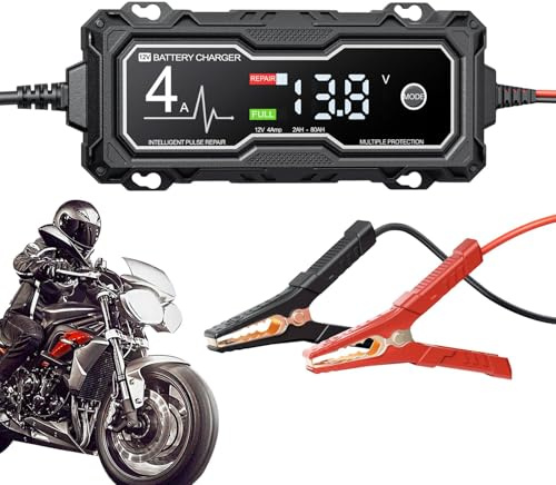 Mantenedor Cargador de Coche Inteligente, mantenedor Cargador autom Tico - Moto con Pantalla LED,Smart Trickle autom Tico de Protecci n múltiple, Cargador de Mantenimiento para bater a