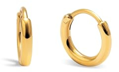 SINGULARU - Pendientes Aro Maria XS. Acero con Baño en Oro de 18 Kt. Joyas Para Mujer.