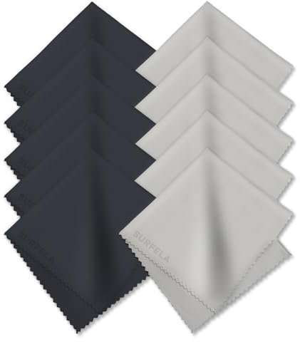 Surfela 20×20cm Brillenputztücher,10 Stück Premium Brillenputztücher Mikrofaser, Streifenfreies Mikrofasertuch für Brillenreinigung, Kameras, Handys, Laptops und andere elektronische Bildschirme