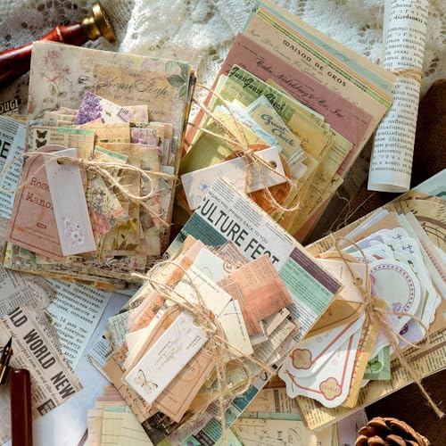 400Pcs Scrapbook Supplies kit , 6 Pack of Vintage Crafts Planner Bullet Junk Journal Supplies Scrapbook Paper, Card Making Supplies and Scrapbooking Supplies DIY Mixed Media Collage Card
