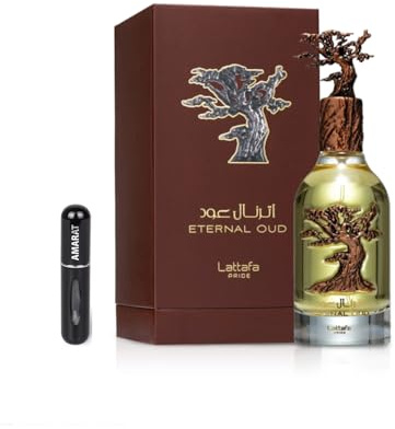 Eternal Oud Eau de Parfum, 100 ml, arabisches Parfüm, Unisex, langanhaltend, inkl. nachfüllbarem Zerstäuber, bernsteinfarbener orientalischer Duft mit Noten von Grapefruit, Orchidee, Vanille und Oud