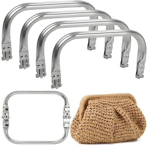 NLMWTI Boquillas para Bolsos, 4 Piezas Marco Tubular Interno 16cm 18cm 20cm 25cm, Cierres De Bolso De Ganchillo En Aluminio para Bolsos de Crochet para Hacer Monedero, Bolsas y Otras Manualidades