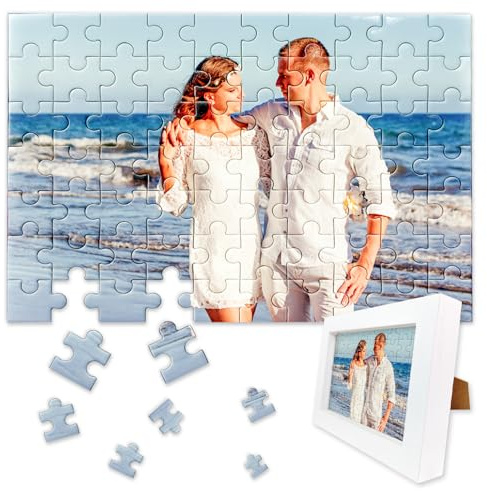 Puzzle personalizzati per adulti, 200 pezzi, 25,4 x 35,5 cm, puzzle personalizzato con cornice bianca, puzzle in legno con foto, idee regalo per famiglia, animali domestici, matrimoni, laureati