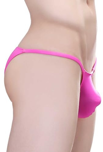 G-Strings - Sous-vêtement pour homme - En soie glacée - Fin et respirant - En soie glacée - Triangle convexe - Transparent - Mini slip de bikini avec poche bombée - Culotte sexy