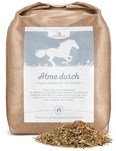 Krauterie „Atme durch! No. 1 (3500 g) für Pferde in Spitzenqualität - Artgerechtes Ergänzungsfutter aus Pferdekräutern, frei von künstlichen Zusätzen, melassefrei, getreidefrei, zuckerfrei