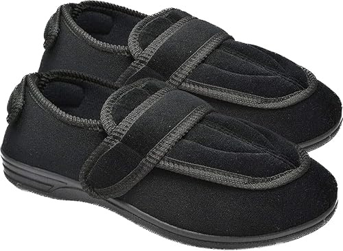 Men’s Extra Wide Diabetic Slippers, Fully Opening Adjustable