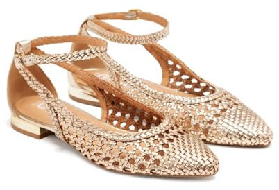 GIOSEPPO Dell Damen Ballerinas mit feiner Spitze, Blau, Gold, 39 EU