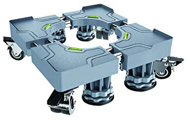 Base Machine A Laver Support Tubes Doubles Socle Lave Linge Seche Linge avec 4 Roulettes et Frein à Pied 44-68cm Universel RéFrigéRateur Base Support De Laveuse RéGlable en Hauteur 10-14cm