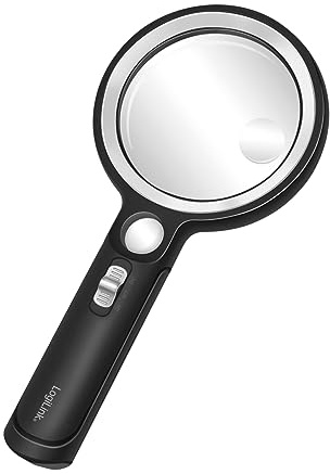 Logilink WZ0075 Loupe grossissante avec lumière LED et lumière UV, grossissement x5 (16 dpt)/13 x (48 dpt)/20 x (76 dpt) Noir
