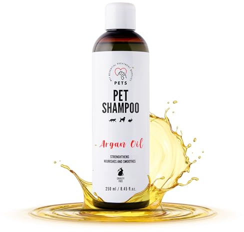 Shampoing Chien à l'huile d'argan Peau Sensible - shampooing fortifiant et nourrissant pour Chats et Chien - Doux et hypoallergénique - 250 ML