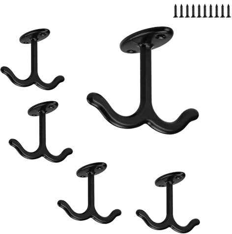 LRREU Crochet de Plafond, 5 Pièces à Double Crochet à Visser en Alliage de Zinc, pour Suspendre Ventilateurs, Paniers de Fleurs 0XBIT