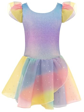 trudge Vestiti da Balletto per Ragazze Vestito da Balletto Vestito da Balletto in Cotone a Maniche Corte per Bambini Vestito da Ballo Vestito da Ballo Corpo con Gonna Tutu