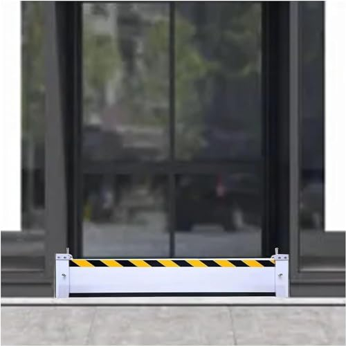 SAFWELAU Garagentor Bodenabdichtung Abnehmbare Wasserblockierplatte - Dichtungsdesign aus schwarzem Gummi, Dicke 4 cm Aluminium-Schallwand mit reflektierendem Warnstreifen(L-385cm/151.3in/12.6ft)