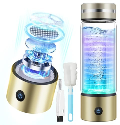 IUHFSIFS Upgrade Hydrogen Water Bottle with Brush【NO.1 Double Hydrogen Content】 Hydrogen Water Bottle with TOP SPE PEM Technique, Improve Water in 3 Min