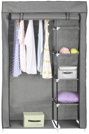 HERSIG - Armario de Tela para Ropa Resistente con Cremallera, Organizador de Gran Capacidad para Dormitorio y Trastero, Estructura Reforzada y Funda Transpirable Anti-Polvo, 110x45x175cm