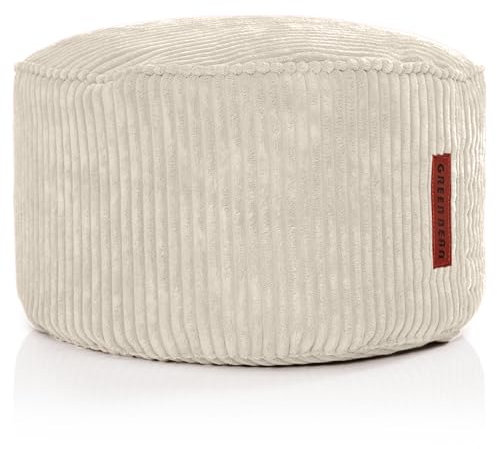 Green Bean Pouf-Kissen 45x25cm mit EPS-Perlen Füllung & Cordstoff Bodenkissen Liegekissen Sitzkissen Sitzhocker Sessel Kinder Erwachsene Stoff Hocker Ablage Beige
