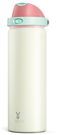 950ml Insulated Water Bottle for Gym: Meoky Stainless Steel Metal Water Bottle with 2-in-1 Lid - Leak Proof, Cold for 24 Hours, Protective Silicone Base, BPA-Free for Sports, Cream