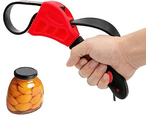 Jar Opener, Adjustable Rubber Strap Wrench Belt Multifunctional Jar Lid Opener Tool for Weak Hands, Seniors, Plumbers Mechanics(Color:red)