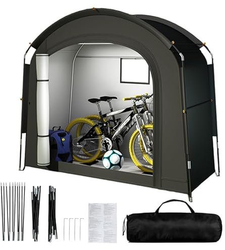 Bike Storage Tent for Outdoor，PU 4000 Waterproof Portable Bicycle Cover, Heavy Duty Storage Tent for 2-3/3 5 Bikes, Anti UV, Rain, Wind, for Bikes, Motorcycle,Garden Tools,Toys, 200X165X80