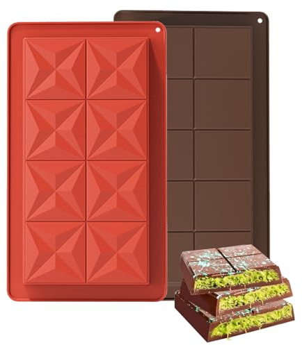2 Pcs Dubai Chocolate Moulds, Deep Silicone Molds for Making Chocolate Bars, Homemade Chocolates, Candy, and More, Ideal for Baking and Gift Giving