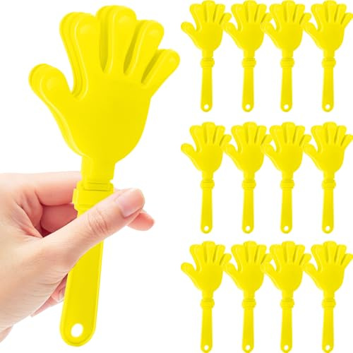 12 Pcs Hand Clappers Noisemakers 7.5 Inch Clappers Noisemakers Plastic Hand Clappers for Birthdays Game Football Sporting Events Cheers Supplies Dance Basketball Football Noisemakers(Yellow)