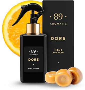 Aromatic •89• Rumsspray 300 ml karamell, orange och ros – långvarig rumsdoft, spray och luftfräschare för hem, sovrum och badrum – neutraliserar lukter, fräsch och avkopplande rumsparfym