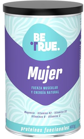 BETRUE MUJER Proteína de Guisante | Con Magnesio Bisglicinato, Vitamina D3 y K2, B, Bromelina | Masa Muscular y Bienestar Femenino | Sin Lactosa, Sin Azúcar, Vegetariano | 400 g